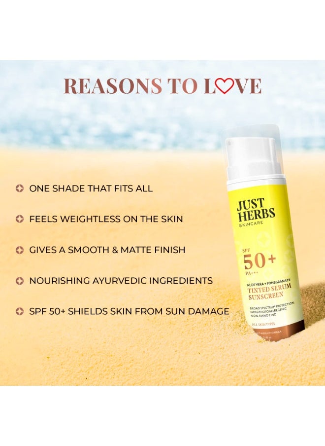 Tinted Sunscreen SPF 50+ PA++++ UVA/UVB Protection for Oily, Dry Skin, No White Cast for Men and Women - 30 ml