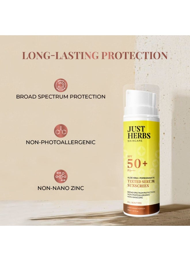 Tinted Sunscreen SPF 50+ PA++++ UVA/UVB Protection for Oily, Dry Skin, No White Cast for Men and Women - 30 ml