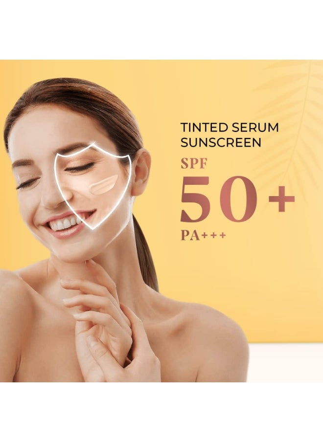 Tinted Sunscreen SPF 50+ PA++++ UVA/UVB Protection for Oily, Dry Skin, No White Cast for Men and Women - 30 ml