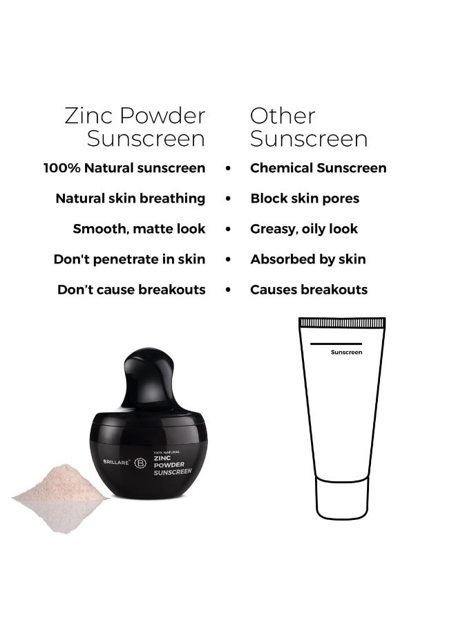 Zinc Powder Sunscreen SPF50 - Broad Spectrum Protection, Sweat Resistant Powder, Invisible Finish, Non-Greasy Formula - Skin-friendly Mineral Sunscreen for Daily Use