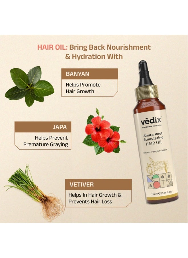 Customized Hair Fall Control Regimen for Dry - Oily Scalp & Straight Hair - Hair Oil + Shampoo - Vithan Pro Hair Growth Serum