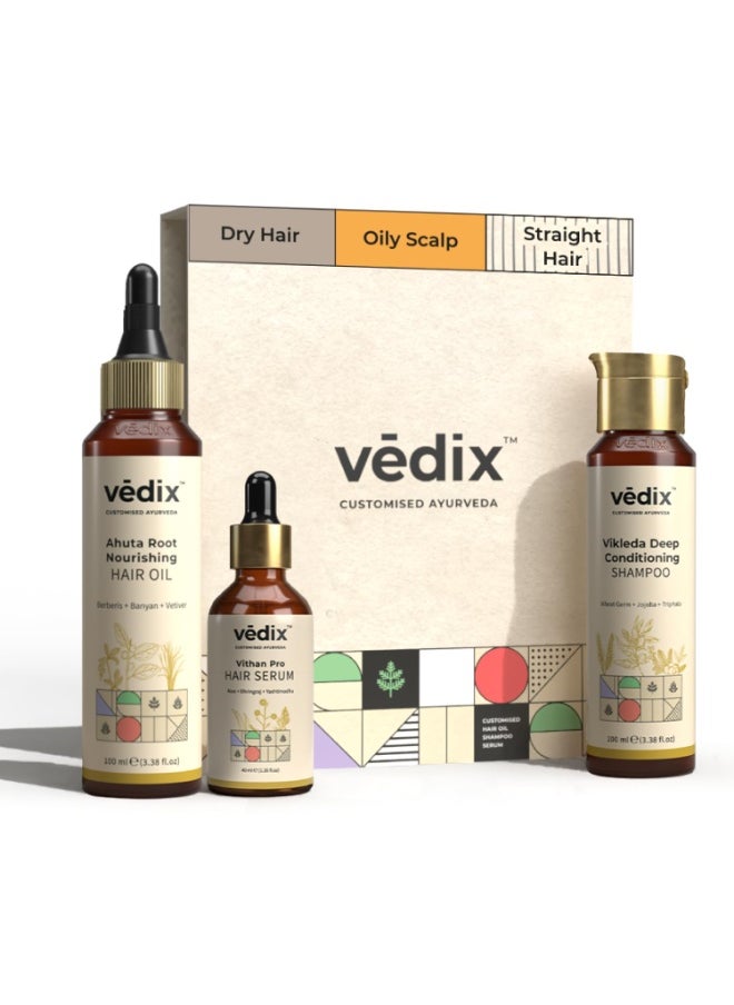 Customized Hair Fall Control Regimen for Dry - Oily Scalp & Straight Hair - Hair Oil + Shampoo - Vithan Pro Hair Growth Serum