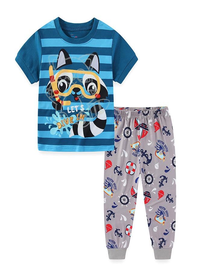 Snorkel Raccoon Ocean Dive Fun Pajama Set