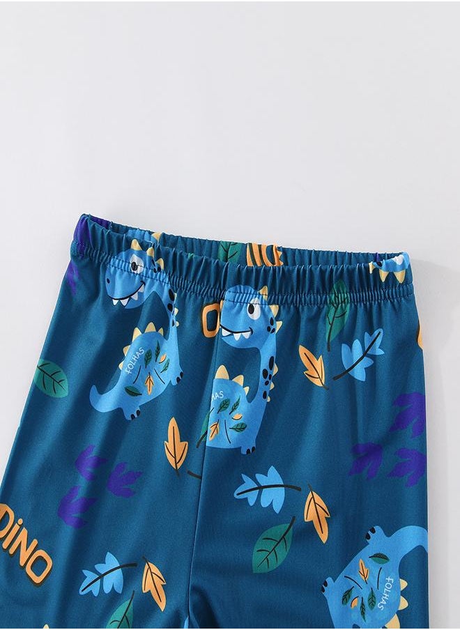 Blue Dino’s Leafy Jungle Trek Pajama Set
