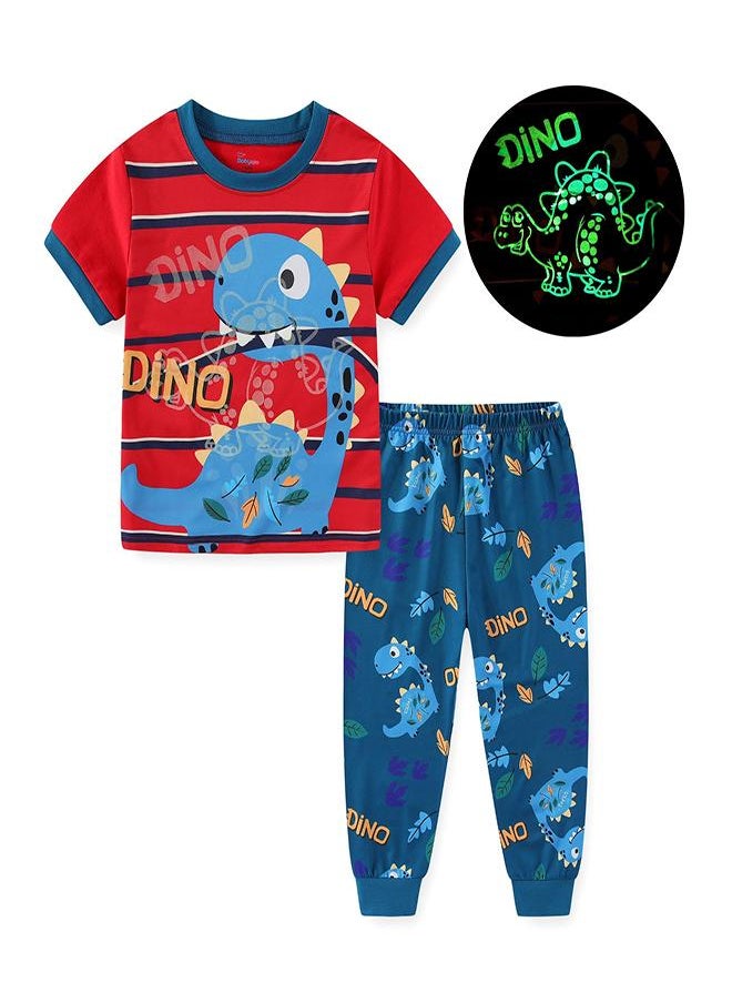Blue Dino’s Leafy Jungle Trek Pajama Set
