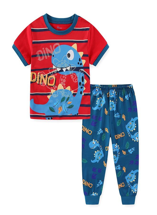 Blue Dino’s Leafy Jungle Trek Pajama Set