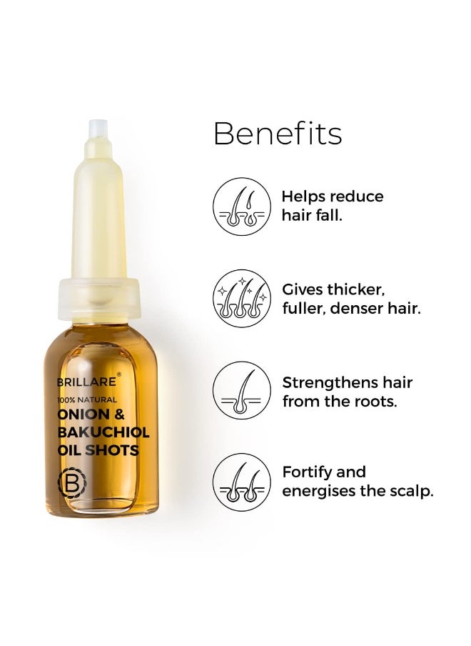 Onion Hair Oil Shots with Bakuchiol & Coconut Hair Oil for Hair Fall Control, Reduces hair fall, 100% Natural Hair Oil, (6ml *8 Vials)