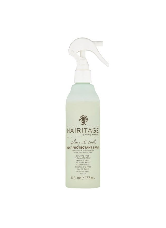 Play It Cool Heat Protectant Spray - Up to 450 Degree Protection + Hydrates + Strengthens Hair - Leaves Hair Smooth + Shiny after Styling - For All Hair Types + Heated Styling Tools- 6 fl oz
