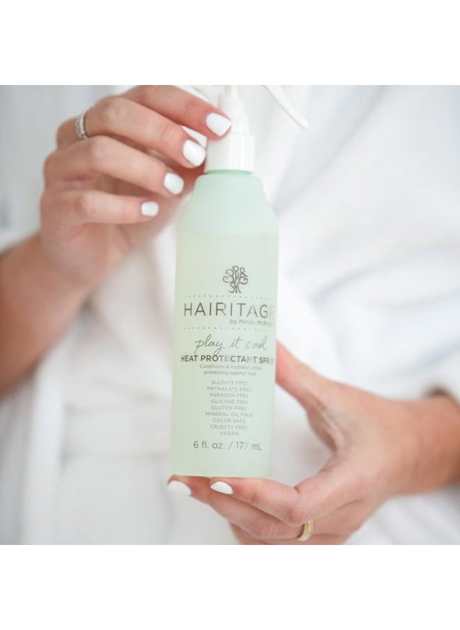Play It Cool Heat Protectant Spray - Up to 450 Degree Protection + Hydrates + Strengthens Hair - Leaves Hair Smooth + Shiny after Styling - For All Hair Types + Heated Styling Tools- 6 fl oz