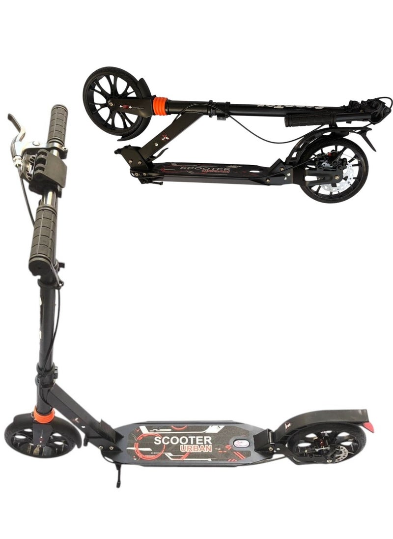 Scooters For Adults - With Double Shock Absorption System, Disc Brakes, 3 Height Adjustable, Support 100kg Weight, Suitable For Teenagers And Children Over 8 Years Old.black color
