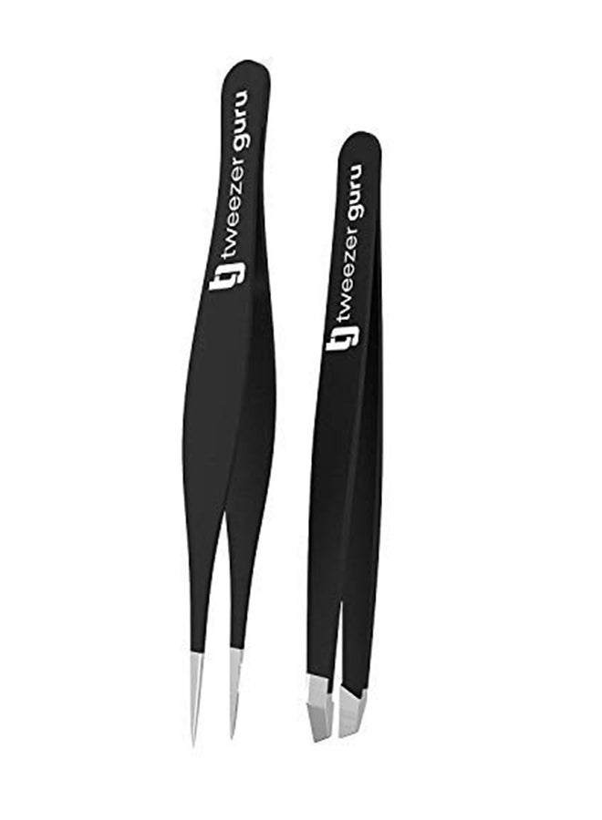 2-Piece Stainless Steel Tweezers Set