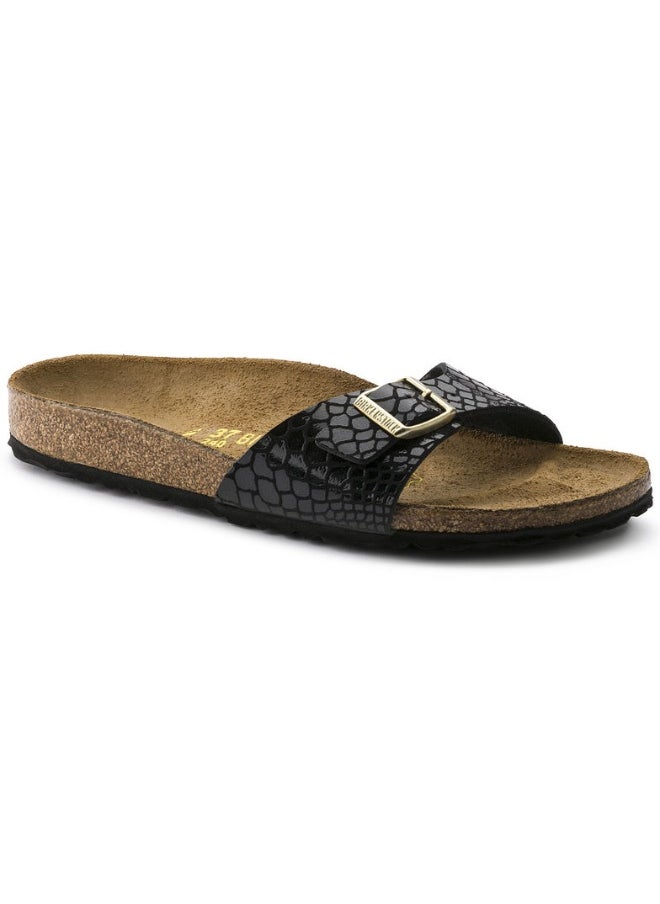 Mule Buckle Sandals Snake Black