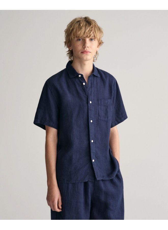 Gant Teens Linen Short Sleeve Shirt