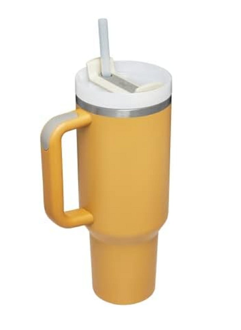 H2.0 FlowState Stainless Steel Vacuum Insulated Tumbler with Lid and Straw for Water, Iced Tea or Coffee, Smoothie and More, Yellow Glow, 40 oz