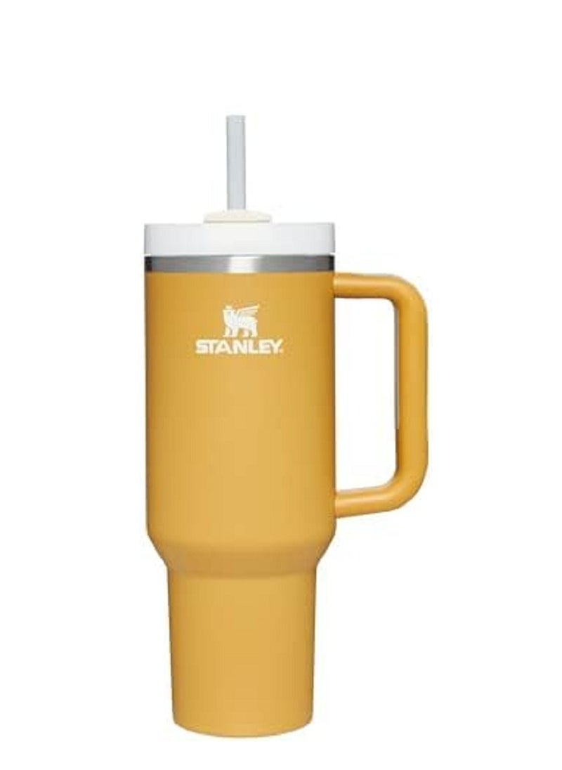 H2.0 FlowState Stainless Steel Vacuum Insulated Tumbler with Lid and Straw for Water, Iced Tea or Coffee, Smoothie and More, Yellow Glow, 40 oz