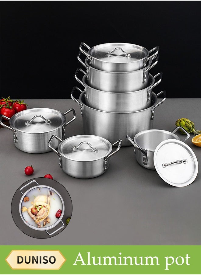 7-Piece Aluminum Cooking Pot Set With Lids And Handles, Large, Medium And Small, Suitable For Stews, 14 Cm / 16 Cm / 18 Cm / 20 Cm / 22 Cm / 24 Cm / 26 Cm Pots