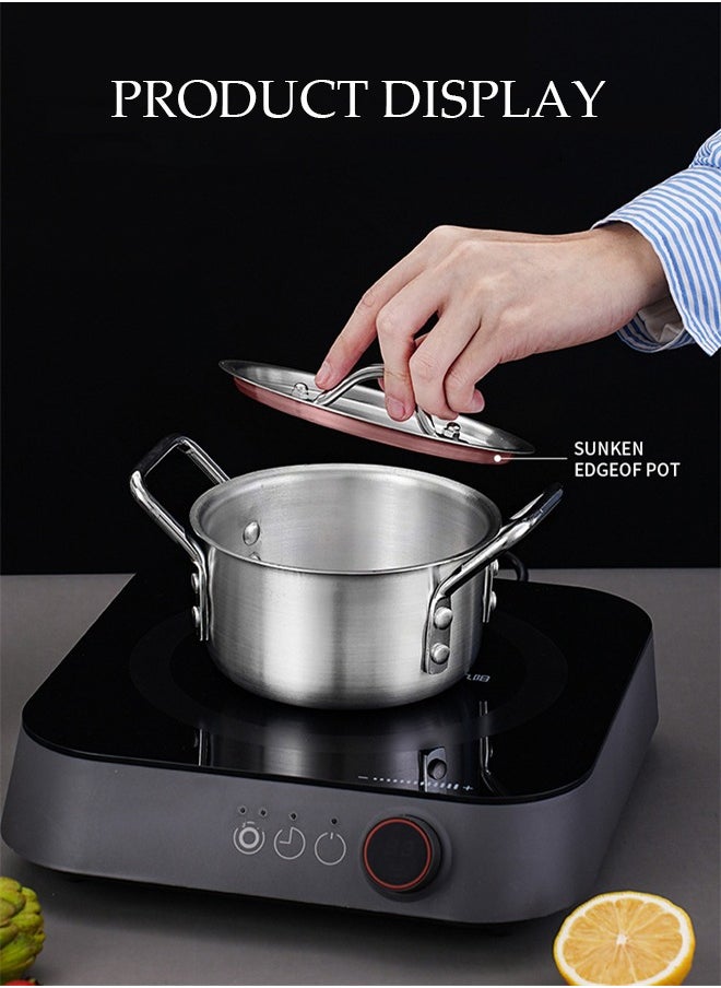 5-Piece Aluminum Cooking Pot Set With Lid And Handle, Large, Medium And Small, Suitable For Stews, 16 Cm / 18 Cm / 20 Cm / 22 Cm / 24 Cm Pots