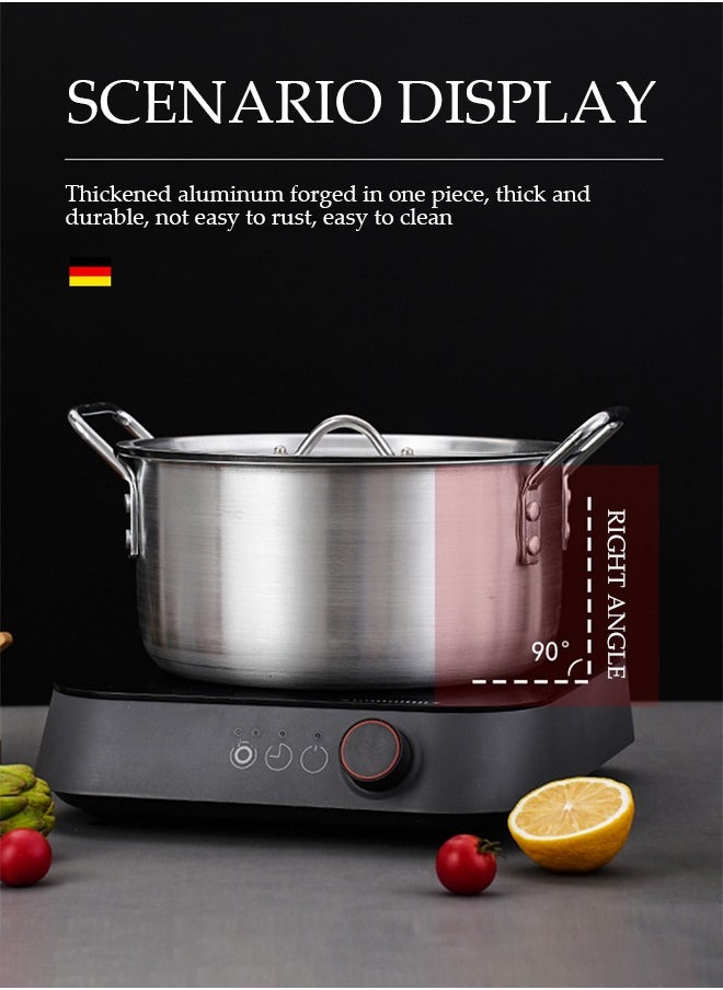 5-Piece Aluminum Cooking Pot Set With Lid And Handle, Large, Medium And Small, Suitable For Stews, 16 Cm / 18 Cm / 20 Cm / 22 Cm / 24 Cm Pots