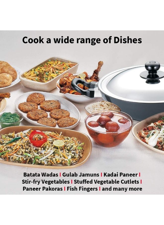 2.5 Liters Futura Nonstick Aluminium Kadhai With Stainless Steel Lid,Black