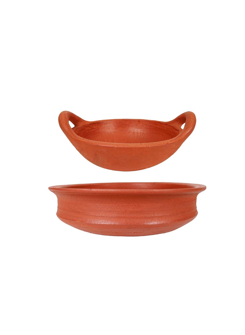 4U Crafts India Online Pottery Earthen KadaiClay Pot Combo for Cooking Pre SeasonedRed 31Liter