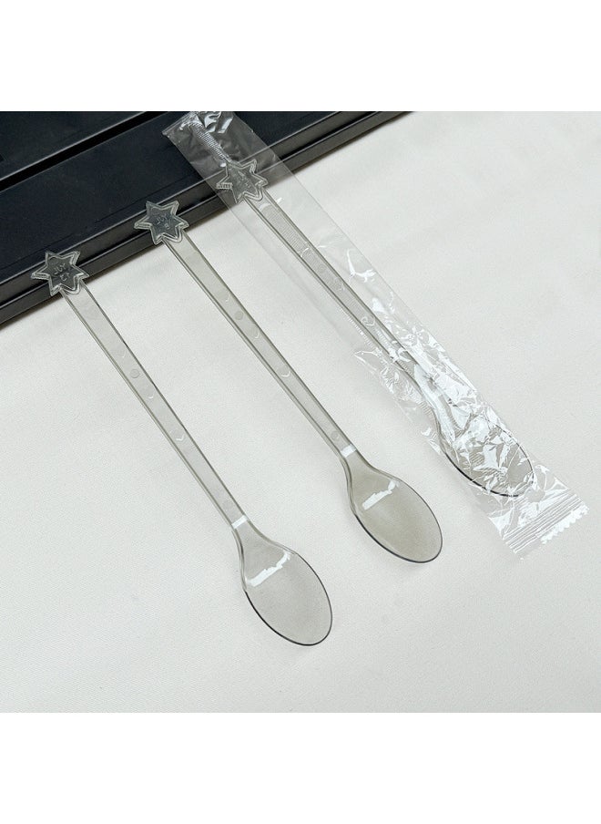 Disposable Long Handle Fork Spoon Baked Fairy Milk Tea Fruit Fish Take-out Dessert Ice Cream Spoon 21cm Fruit Fork Factory-Specifications:Buy 4 Get 1 Free Buy 8 Get 2 Free Buy More And Get More-Color:21cm Long Spoon Semi-transparent 100 Pieces Individually Packaged