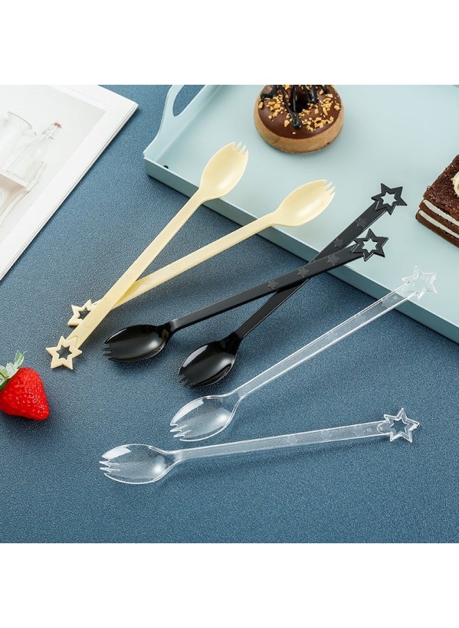 Disposable Long Handle Fork Spoon Baked Fairy Milk Tea Fruit Fish Take-out Dessert Ice Cream Spoon 21cm Fruit Fork Factory-Specifications:Buy 4 Get 1 Free Buy 8 Get 2 Free Buy More And Get More-Color:21cm Long Spoon Semi-transparent 100 Pieces Individually Packaged