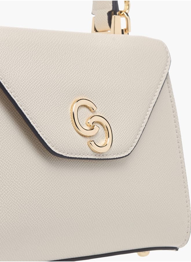 Womens Textured Crossbody Bag With Flap Closure And Detachable Strap