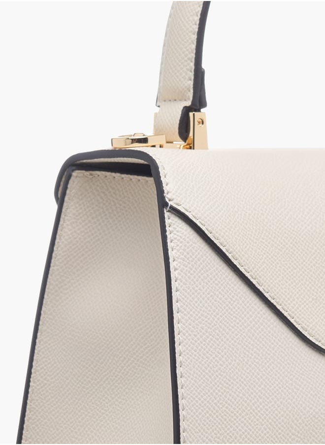 Womens Textured Crossbody Bag With Flap Closure And Detachable Strap