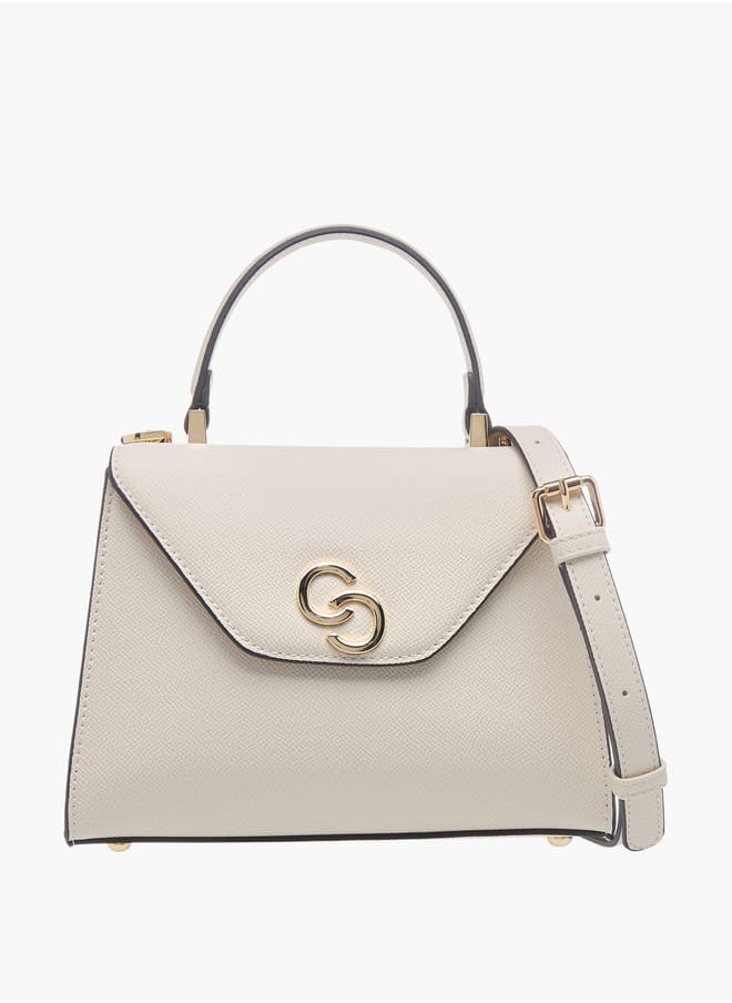 Womens Textured Crossbody Bag With Flap Closure And Detachable Strap