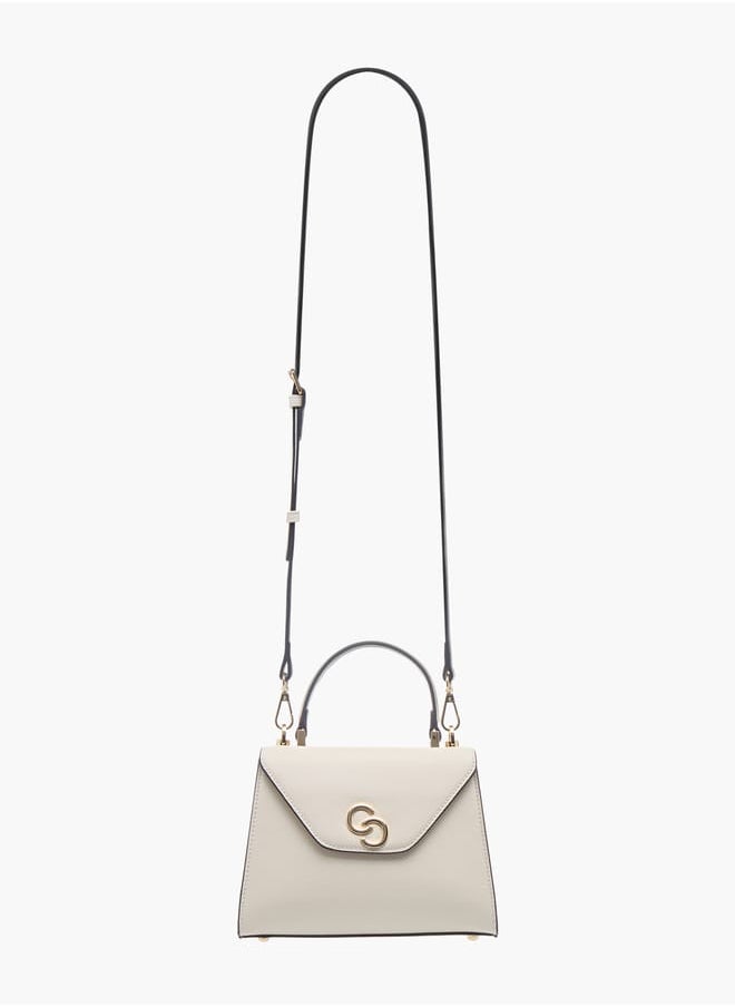 Womens Textured Crossbody Bag With Flap Closure And Detachable Strap
