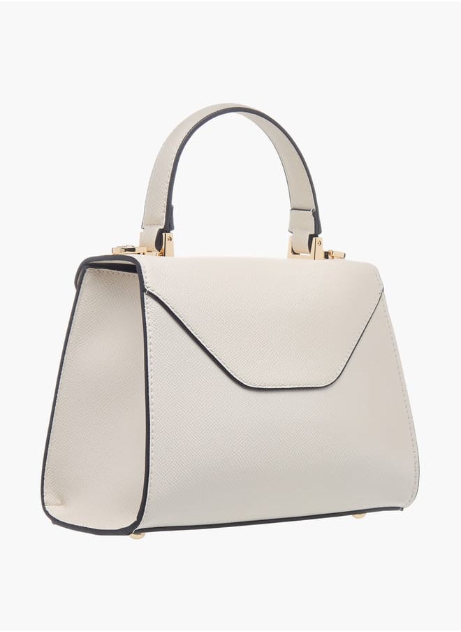 Womens Textured Crossbody Bag With Flap Closure And Detachable Strap