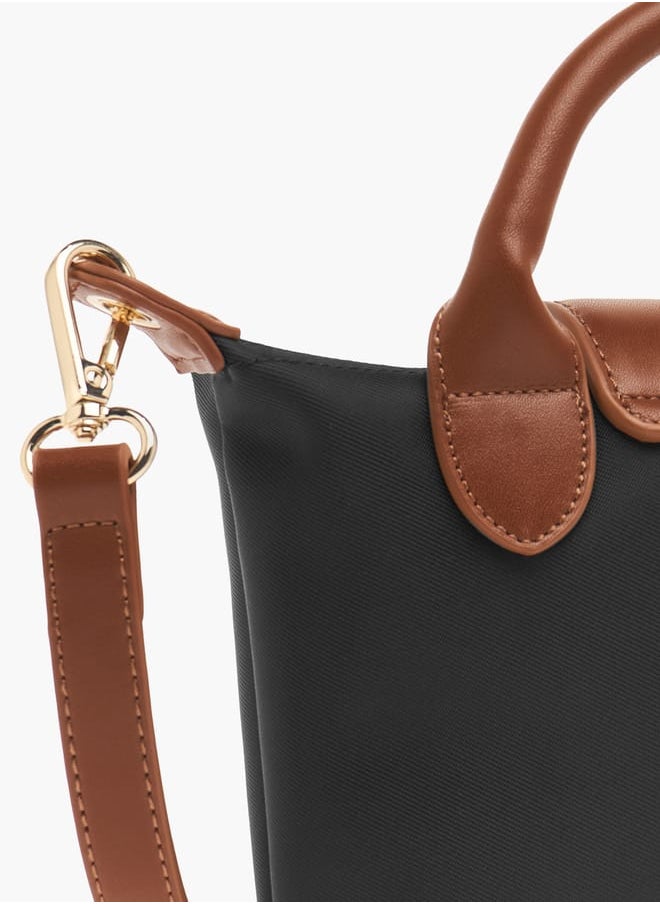 Womens Colourblock Crossbody Bag With Detachable Strap And Flap Closure