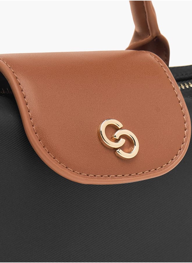 Womens Colourblock Crossbody Bag With Detachable Strap And Flap Closure