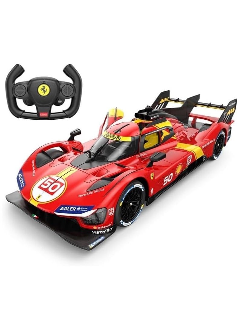 RASTAR 1/14 Scale Ferrari 499P #50 Le Mans Champion Remote Control Car – Official Licensed RC Model with LED Lights, Manual Opening Doors, Dual-Grip Controller – 2.4GHz – Metallic Red