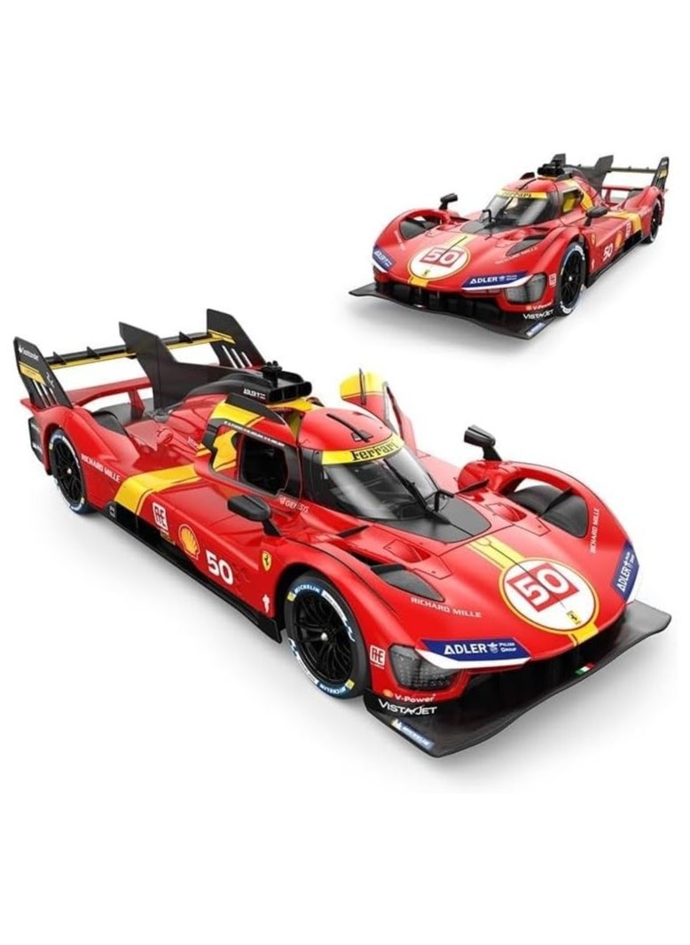 RASTAR 1/14 Scale Ferrari 499P #50 Le Mans Champion Remote Control Car – Official Licensed RC Model with LED Lights, Manual Opening Doors, Dual-Grip Controller – 2.4GHz – Metallic Red