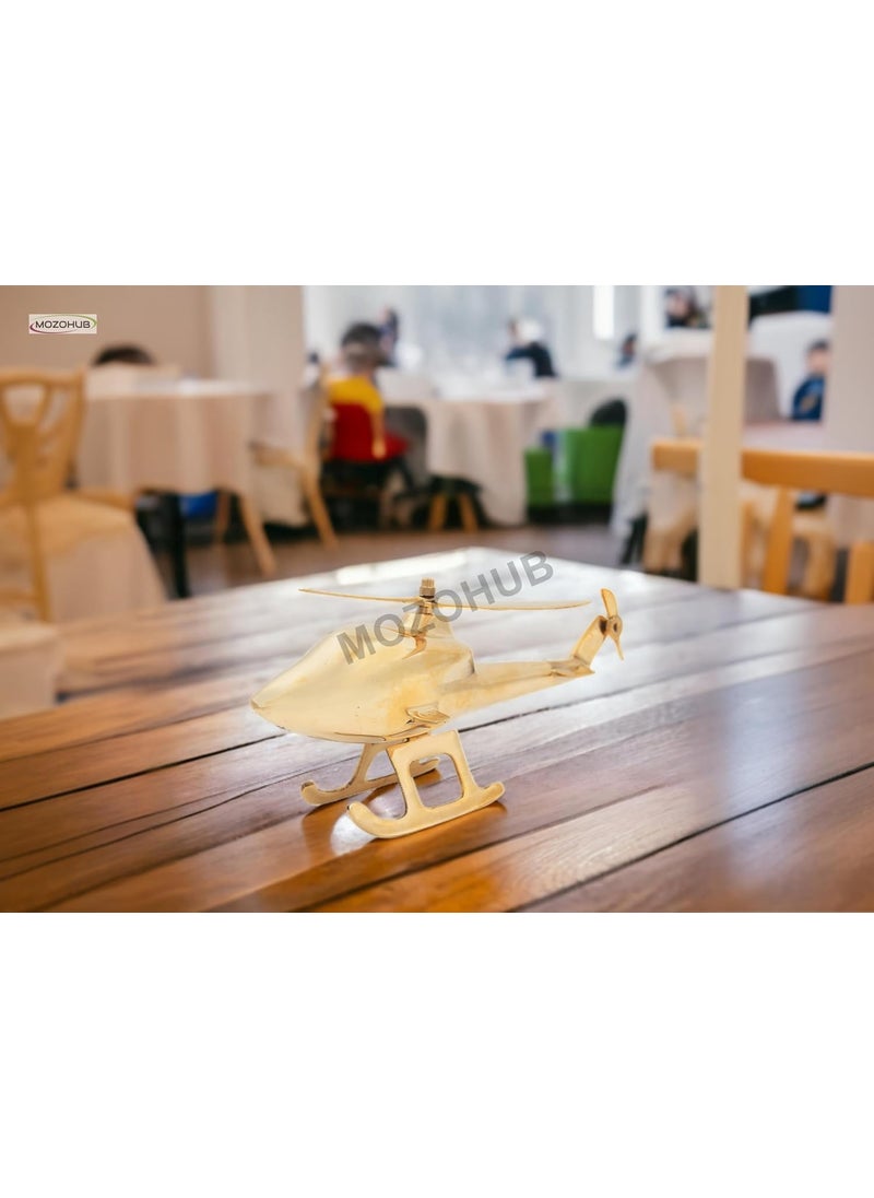 MOZO HUB Brass Golden Helicopter Showpiece 28 cm