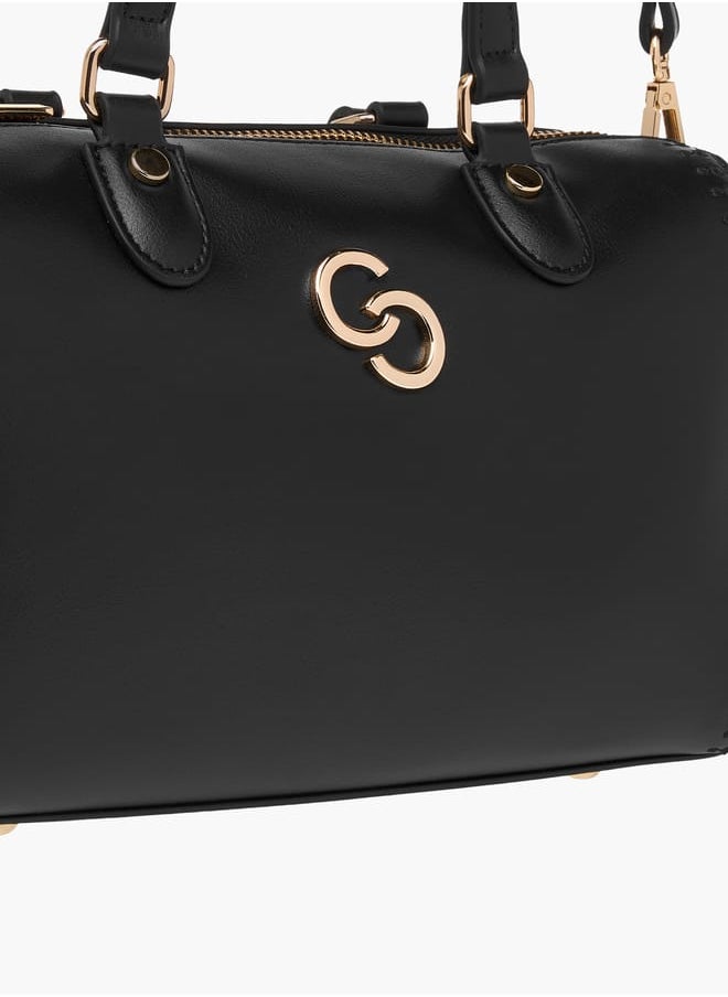 Solid Tote Bag with Handles and Zip Closure