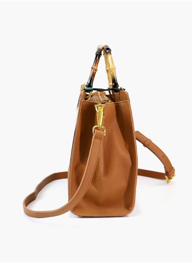 Gabriella Gucci Monogram Embossed Tote Bag with Top Handle and Zip Closure