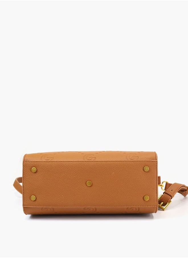 Gabriella Gucci Monogram Embossed Tote Bag with Top Handle and Zip Closure
