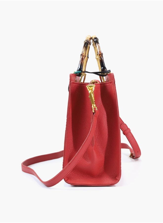 Gabriella Gucci Monogram Embossed Tote Bag with Top Handle and Zip Closure