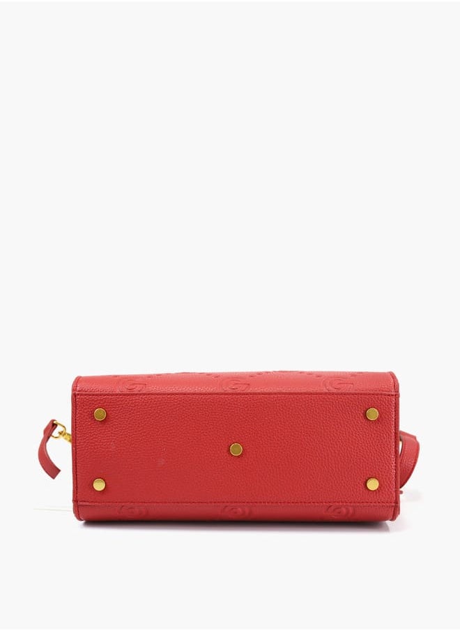Gabriella Gucci Monogram Embossed Tote Bag with Top Handle and Zip Closure