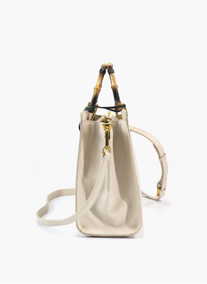 Gabriella Gucci Monogram Embossed Tote Bag with Top Handle and Zip Closure