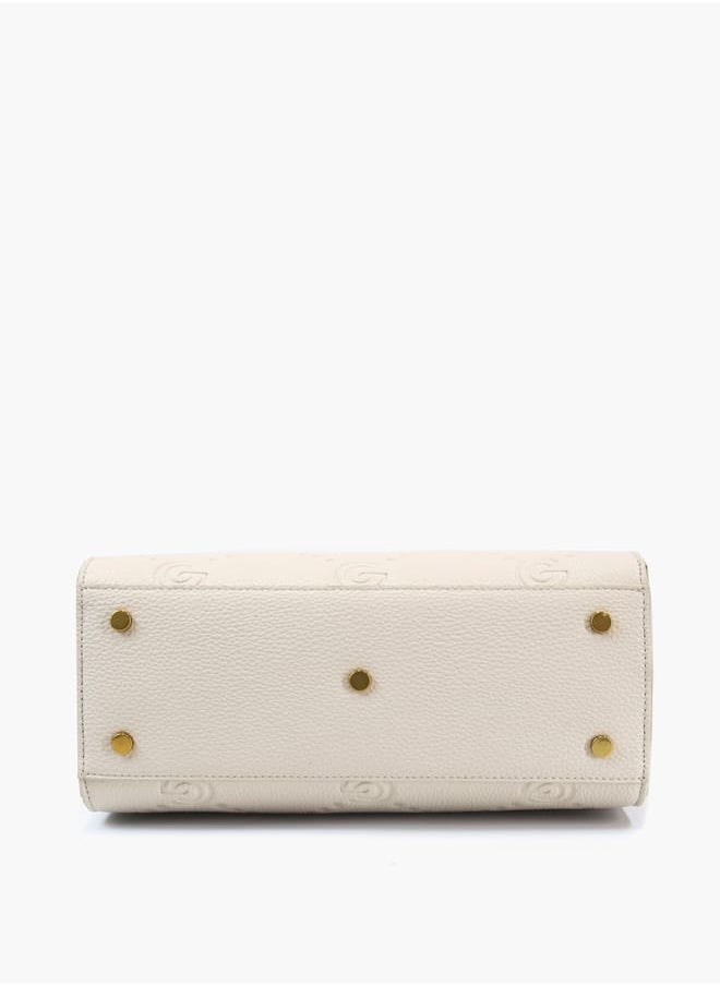 Gabriella Gucci Monogram Embossed Tote Bag with Top Handle and Zip Closure