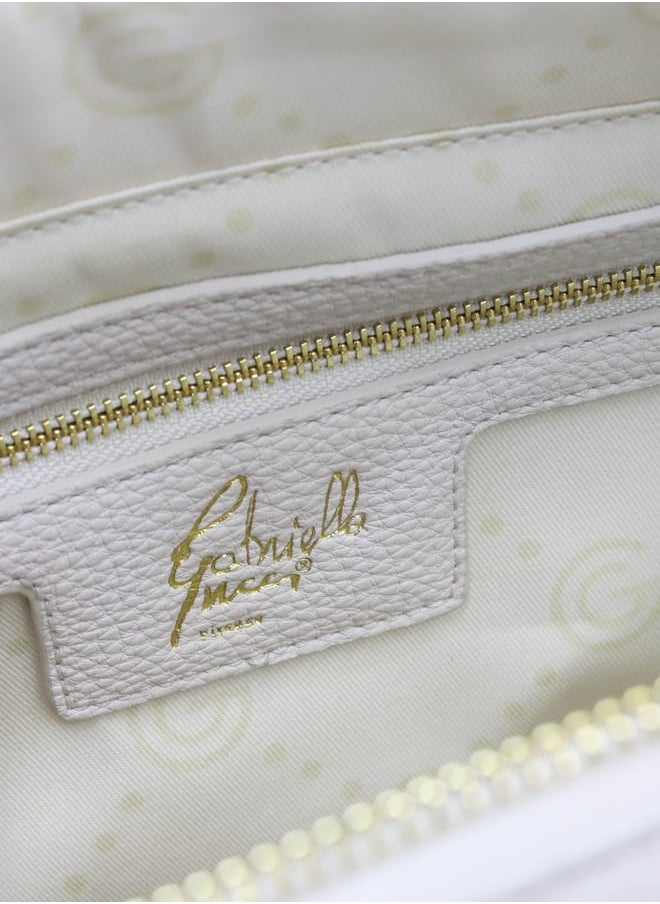 Gabriella Gucci Monogram Embossed Tote Bag with Top Handle and Zip Closure