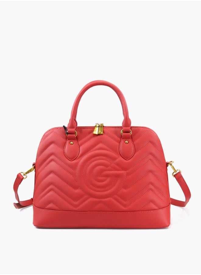 Gabriella Gucci Chevron Textured Tote Bag with Top Handles and Zip Closure