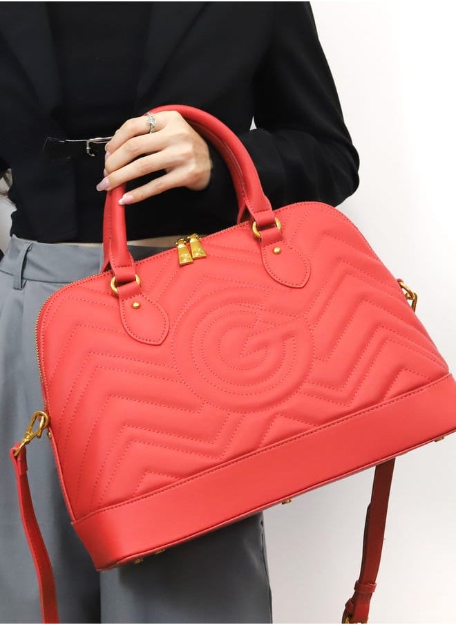 Gabriella Gucci Chevron Textured Tote Bag with Top Handles and Zip Closure