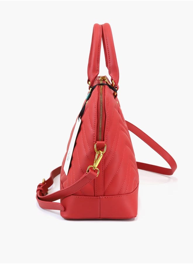 Gabriella Gucci Chevron Textured Tote Bag with Top Handles and Zip Closure
