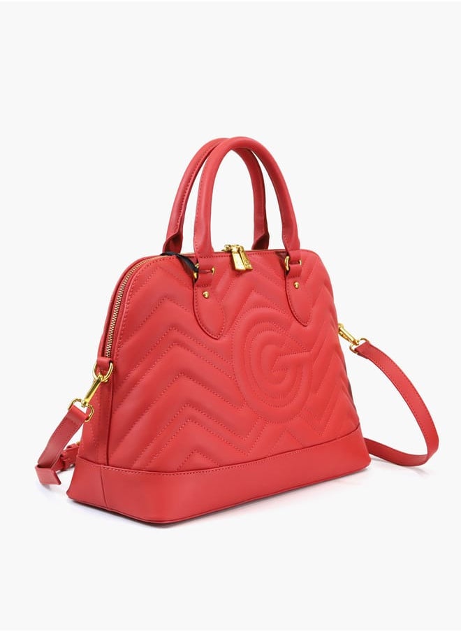 Gabriella Gucci Chevron Textured Tote Bag with Top Handles and Zip Closure