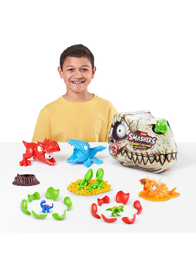 Dino Island T-Rex Battle Playset (Medium) (S1) Boys Dinosaur Battling Toys Shoots Fires Collectible Surprise Unboxing Skull Boys Dino Figures