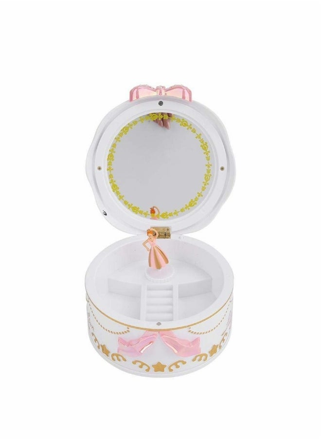 Mini Music Box for Girls with Rotating Ballerina Jewelry Storage for Kids